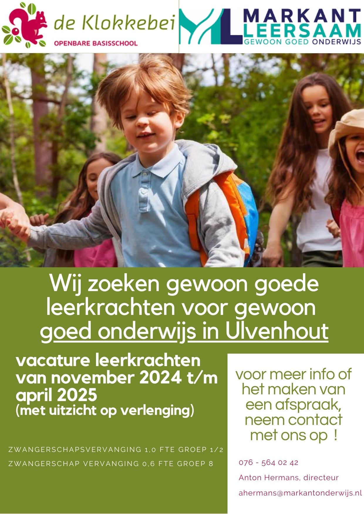 Klokkebei zoekt leerkracht