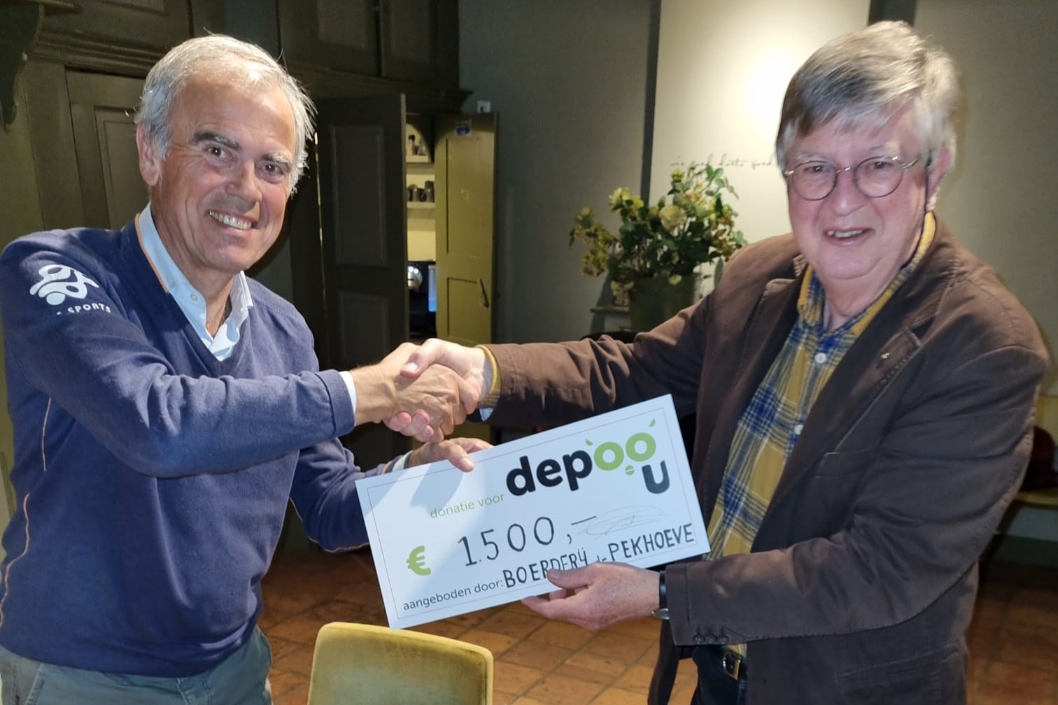 Overhandiging cheque voor depooU