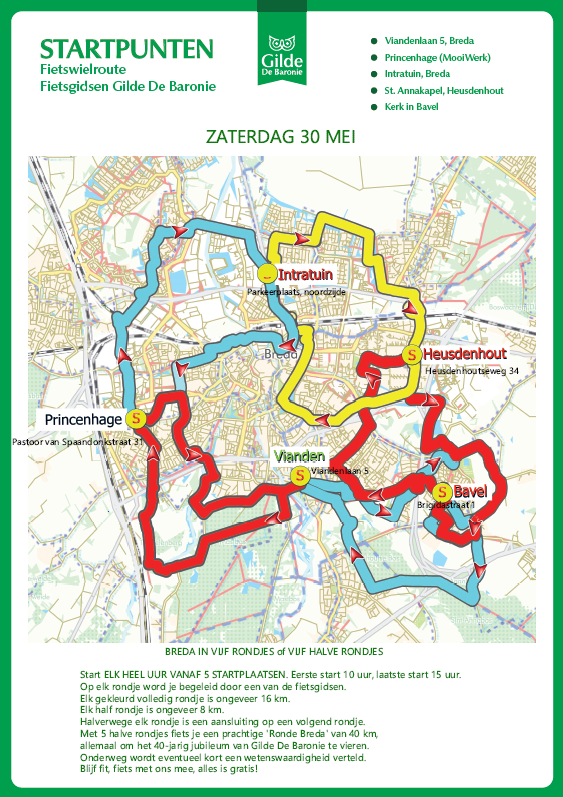 Kaart fietsprogramma 30 mei